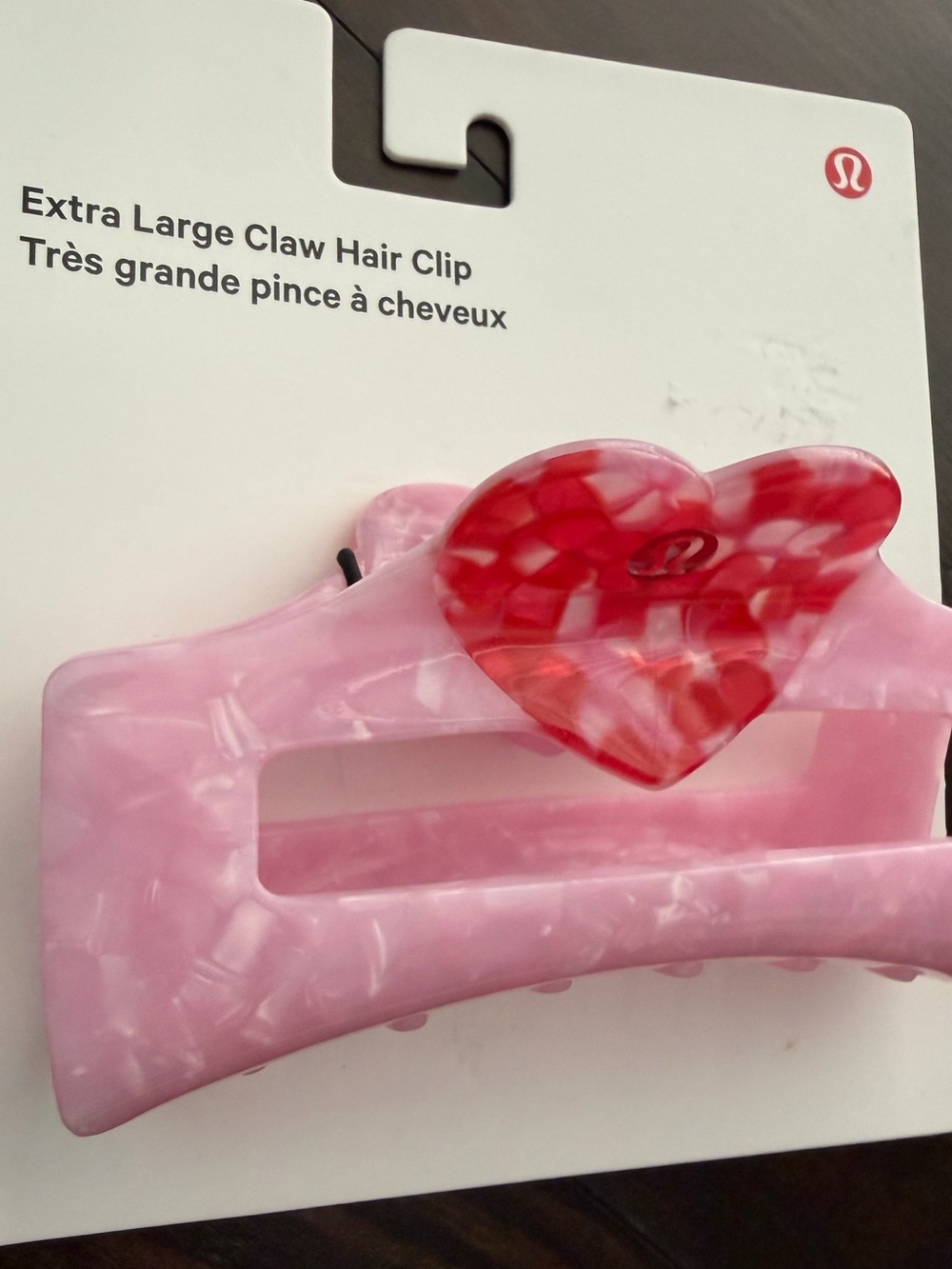 lululemon athletica Pink Claw Hair Clip with Red Heart Accent